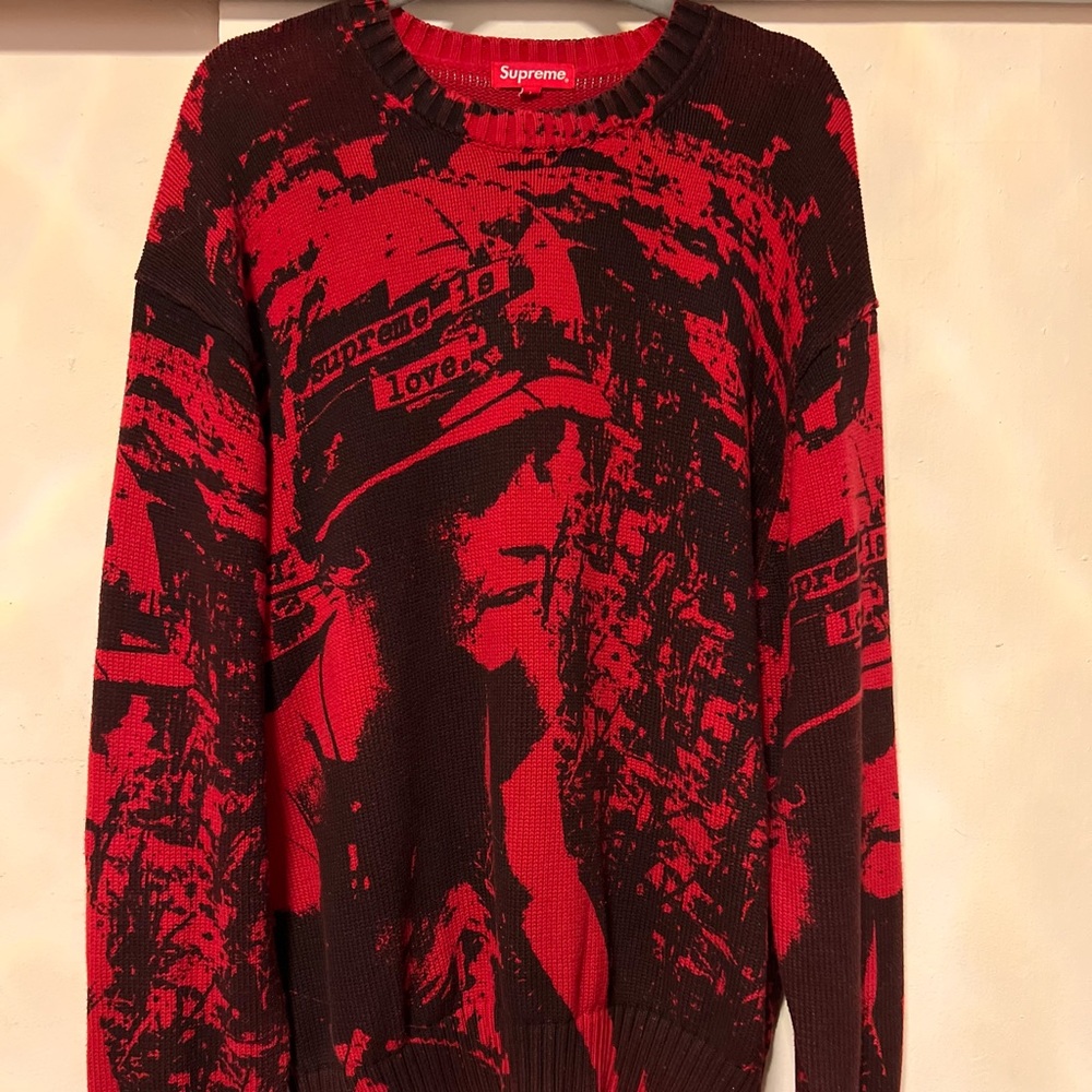 red supreme is love sweater